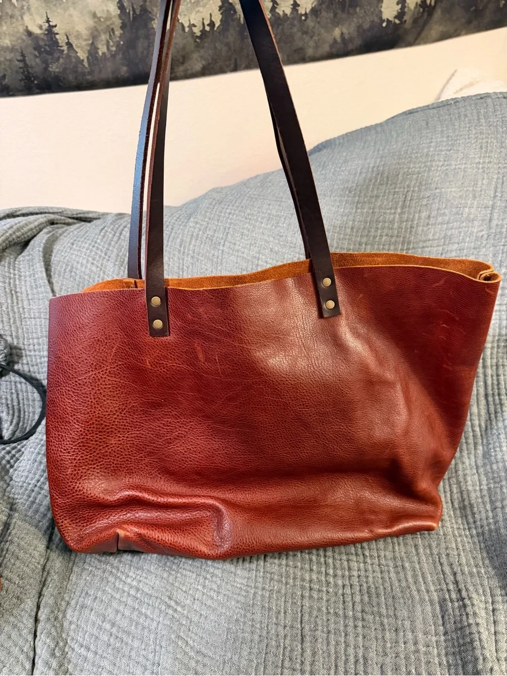 Portland Leather Oversided Tote - Nutmeg